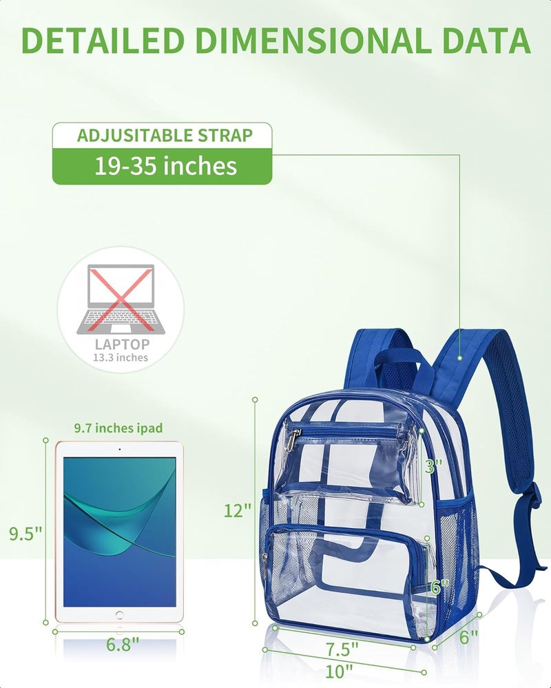 MAYTREE Small Clear Backpack Stadium Approved for Women and Men Clear Bag for Stadium Events Concert Sporting Festival, Blue - Image 3